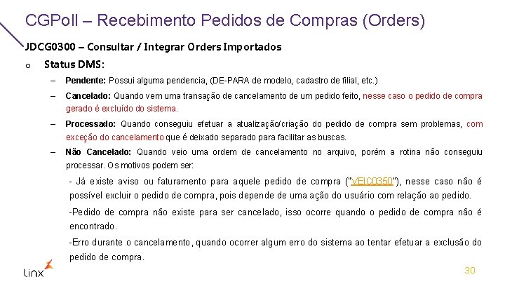 CGPoll – Recebimento Pedidos de Compras (Orders) JDCG 0300 – Consultar / Integrar Orders