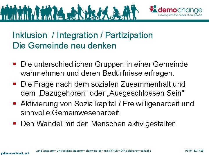 Inklusion / Integration / Partizipation Die Gemeinde neu denken Die unterschiedlichen Gruppen in einer