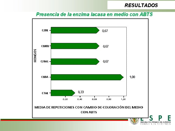 RESULTADOS Presencia de la enzima lacasa en medio con ABTS 