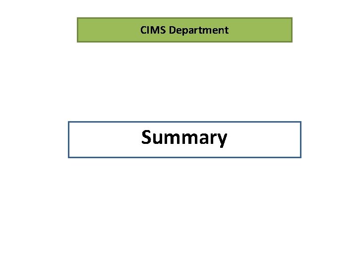CIMS Department Summary 