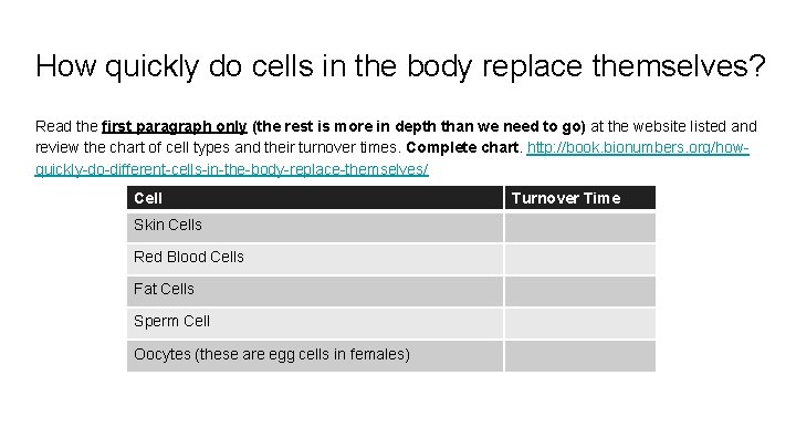 How quickly do cells in the body replace themselves? Read the first paragraph only How quickly do cells in the body replace themselves? Read the first paragraph only