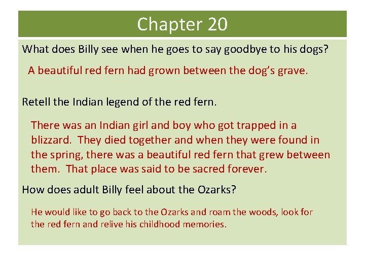 Chapter 20 What does Billy see when he goes to say goodbye to his
