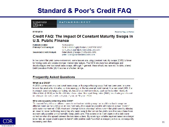 Standard & Poor’s Credit FAQ 11 