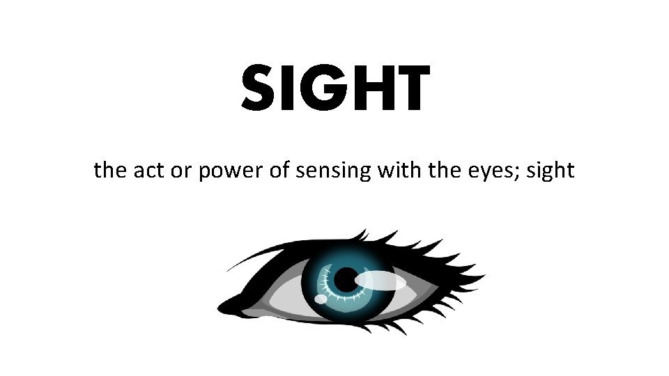 SIGHT the act or power of sensing with the eyes; sight 