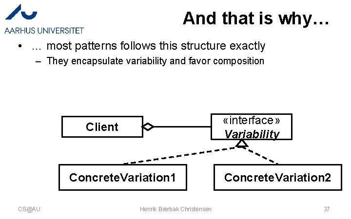 And that is why… • … most patterns follows this structure exactly – They