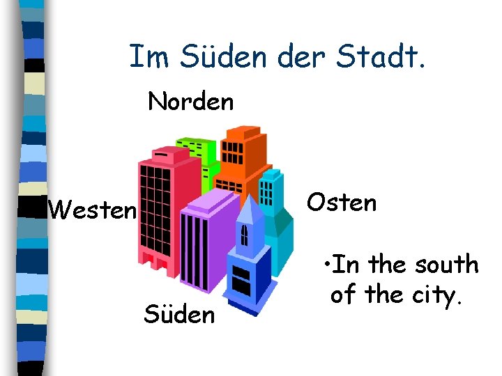 Im Süden der Stadt. Norden Osten Westen Süden • In the south of the