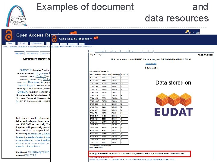 Examples of document and data resources Data stored on: 13 