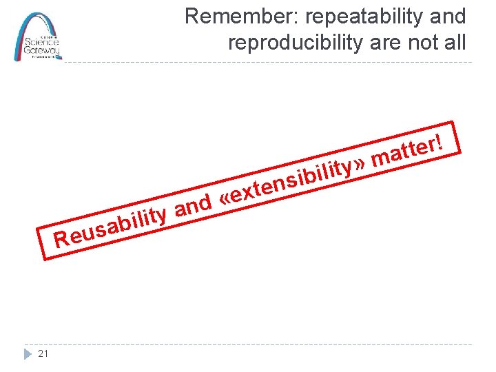 Remember: repeatability and reproducibility are not all t x e « nd a y