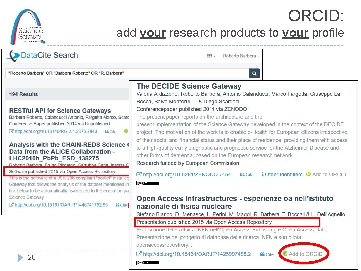 ORCID: add your research products to your profile <a v 28 