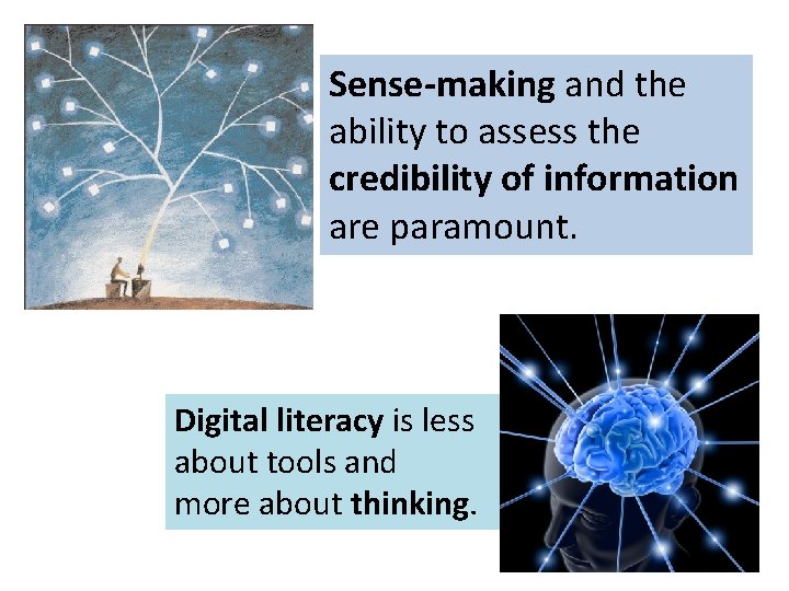 Sense-making and the ability to assess the credibility of information are paramount. Digital literacy