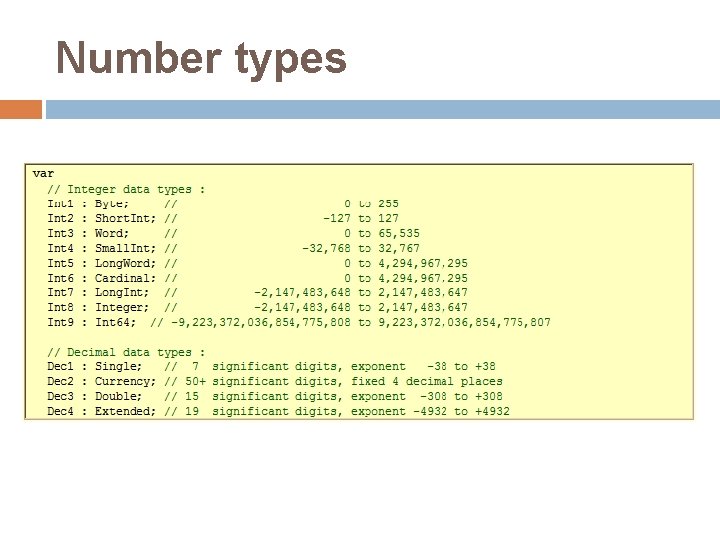 Number types 