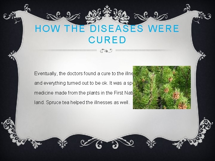 HOW THE DISEASES WERE CURED Eventually, the doctors found a cure to the illnesses HOW THE DISEASES WERE CURED Eventually, the doctors found a cure to the illnesses