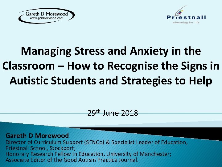 Managing Stress and Anxiety in the Classroom How