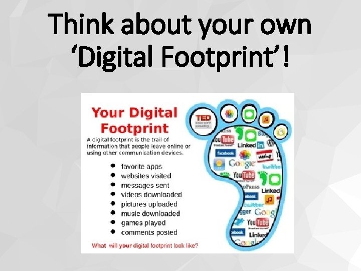 Think about your own ‘Digital Footprint’! 