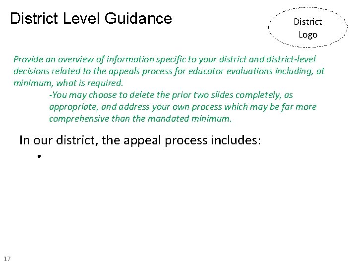District Level Guidance District Logo Provide an overview of information specific to your district District Level Guidance District Logo Provide an overview of information specific to your district