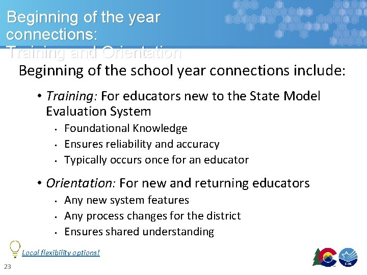 Beginning of the year connections: Training and Orientation Beginning of the school year connections Beginning of the year connections: Training and Orientation Beginning of the school year connections