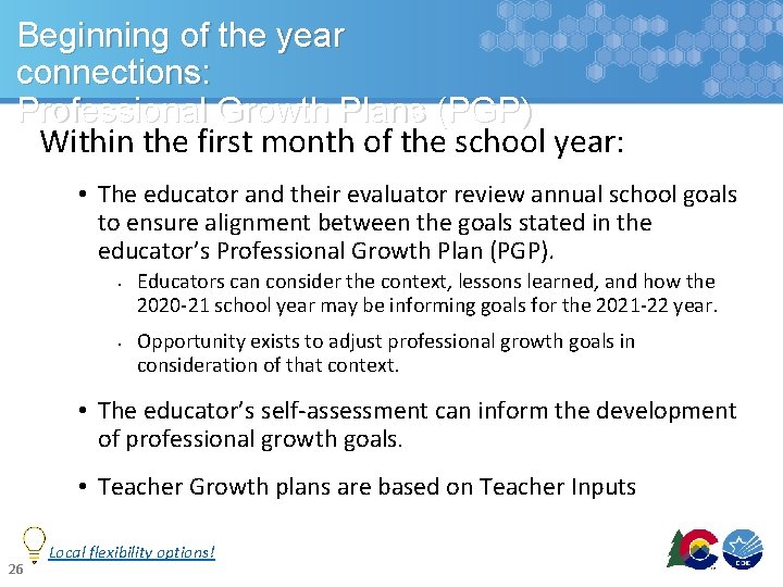 Beginning of the year connections: Professional Growth Plans (PGP) Within the first month of Beginning of the year connections: Professional Growth Plans (PGP) Within the first month of