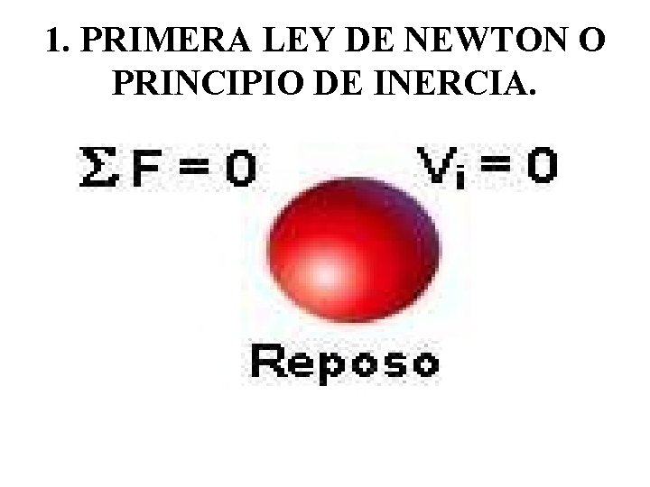 1. PRIMERA LEY DE NEWTON O PRINCIPIO DE INERCIA. 