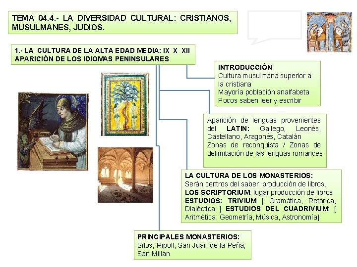 TEMA 04. 4. - LA DIVERSIDAD CULTURAL: CRISTIANOS, MUSULMANES, JUDIOS. Pag 78/79/80 Texto 9