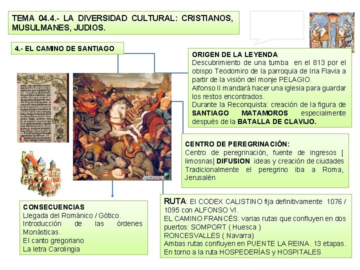 TEMA 04. 4. - LA DIVERSIDAD CULTURAL: CRISTIANOS, MUSULMANES, JUDIOS. 4. - EL CAMINO