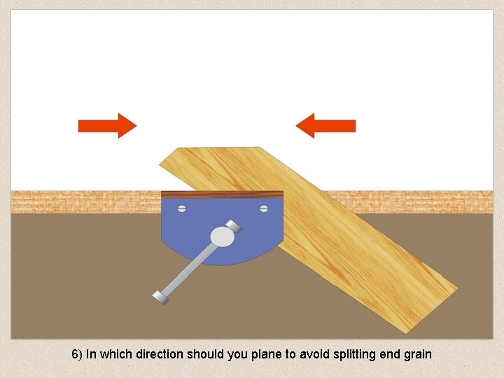 6) In which direction should you plane to avoid splitting end grain 