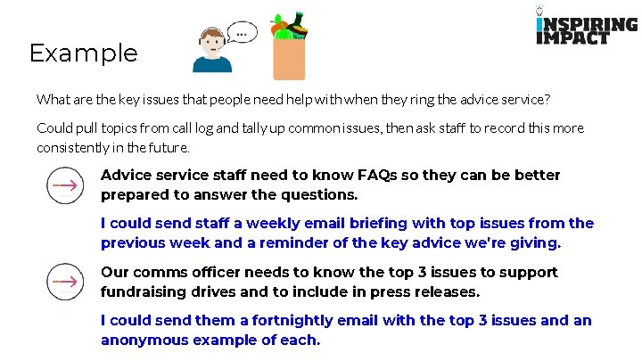 Example What are the key issues that people need help with when they ring