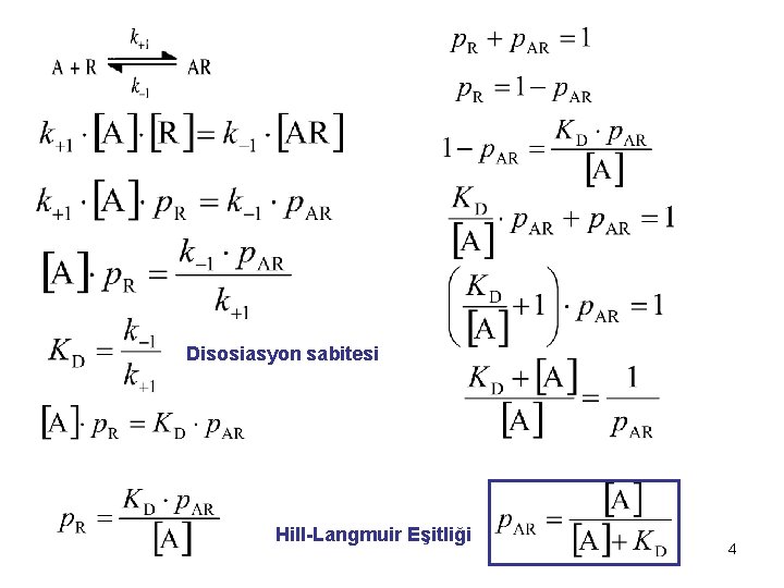 Disosiasyon sabitesi Hill-Langmuir Eşitliği 4 