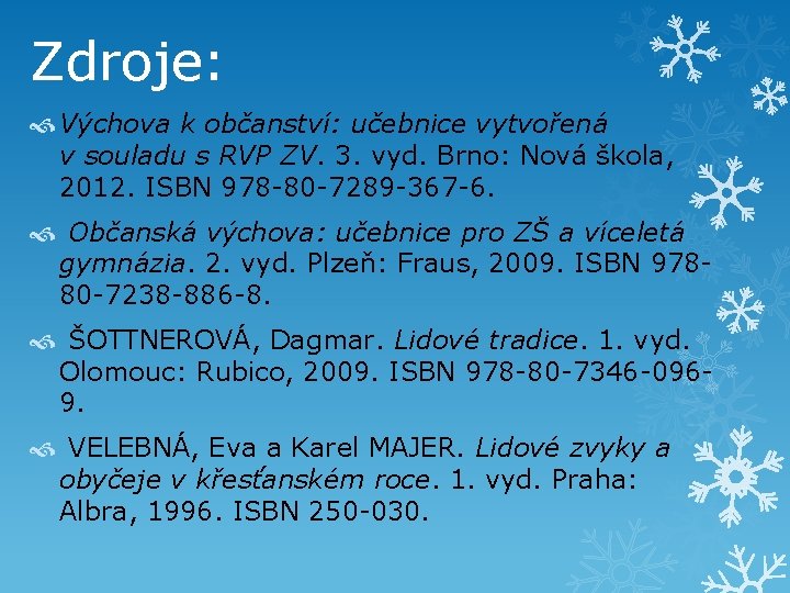 Zdroje: Výchova k občanství: učebnice vytvořená v souladu s RVP ZV. 3. vyd. Brno: