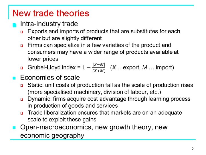 New trade theories n 5 