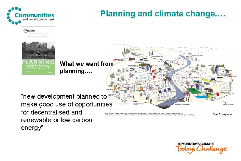 Planning and climate change…. What we want from planning…. “new development planned to make