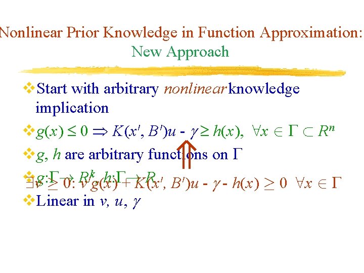 Nonlinear Prior Knowledge in Function Approximation: New Approach v. Start with arbitrary nonlinear knowledge Nonlinear Prior Knowledge in Function Approximation: New Approach v. Start with arbitrary nonlinear knowledge