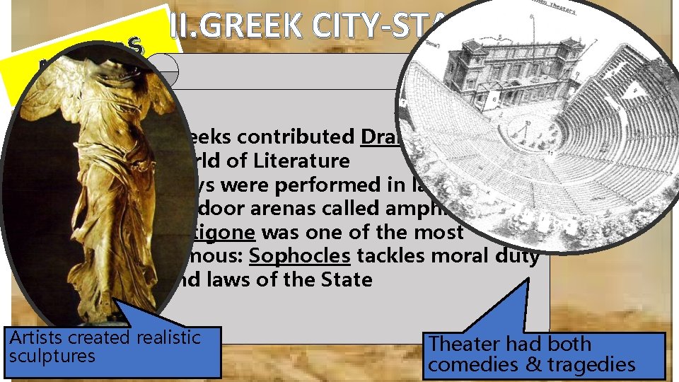 II. GREEK CITY-STATES s n e h At o Greeks contributed Drama to the