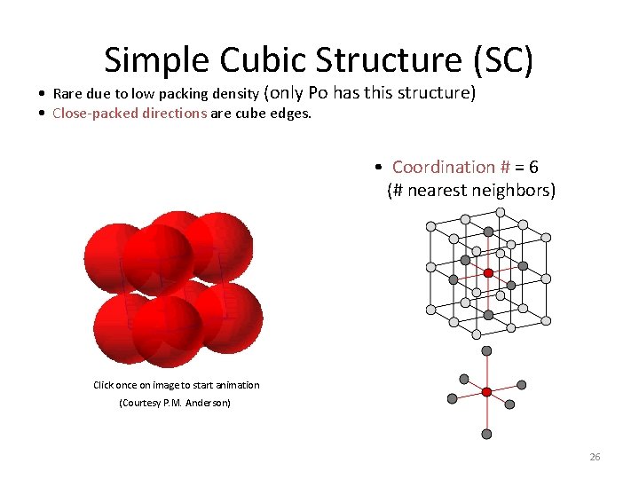 Simple Cubic Structure (SC) • Rare due to low packing density (only Po has