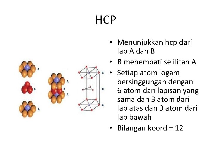 HCP • Menunjukkan hcp dari lap A dan B • B menempati selilitan A