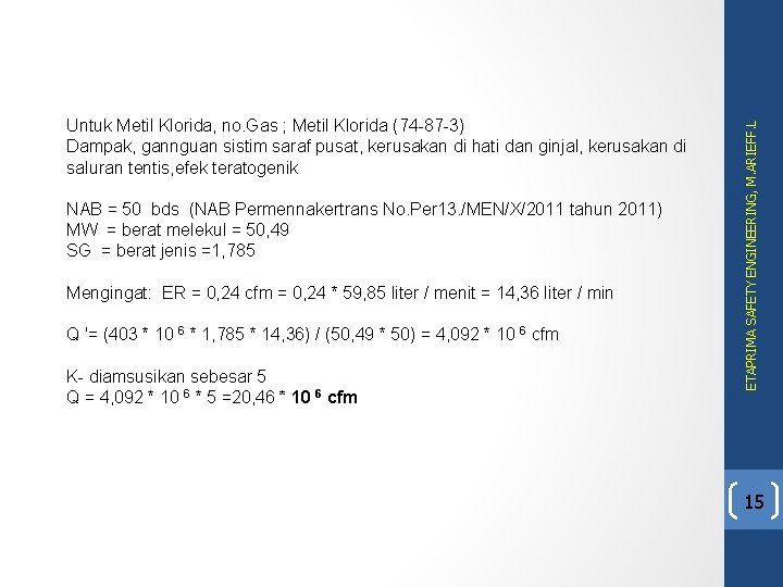 NAB = 50 bds (NAB Permennakertrans No. Per 13. /MEN/X/2011 tahun 2011) MW =