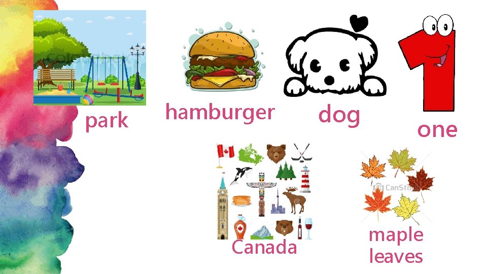 park hamburger Canada dog one maple leaves 