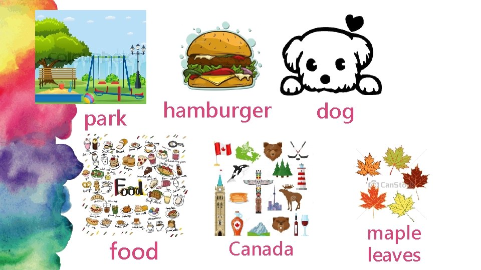 park food hamburger Canada dog maple leaves 