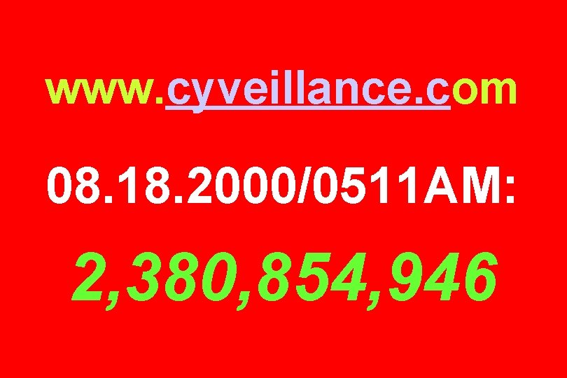 www. cyveillance. com 08. 18. 2000/0511 AM: 2, 380, 854, 946 