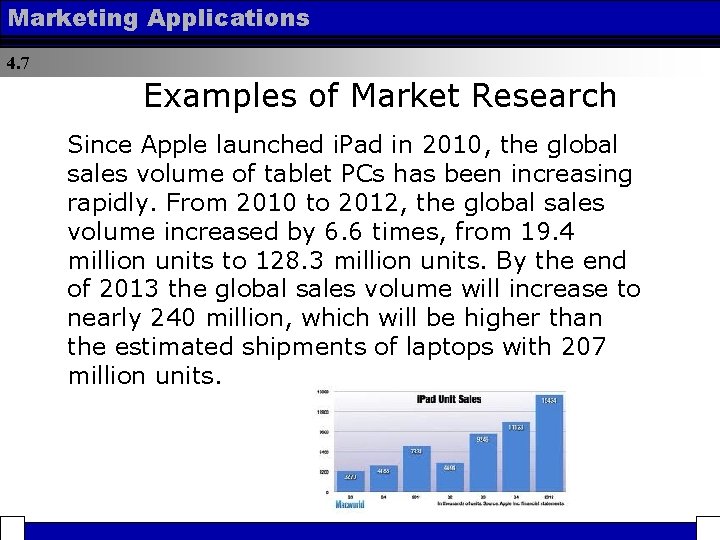 Marketing Applications 4. 7 Examples of Market Research Since Apple launched i. Pad in
