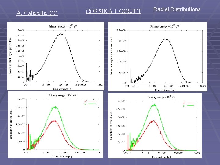 A. Cafarella, CC CORSIKA + QGSJET Radial Distributions 