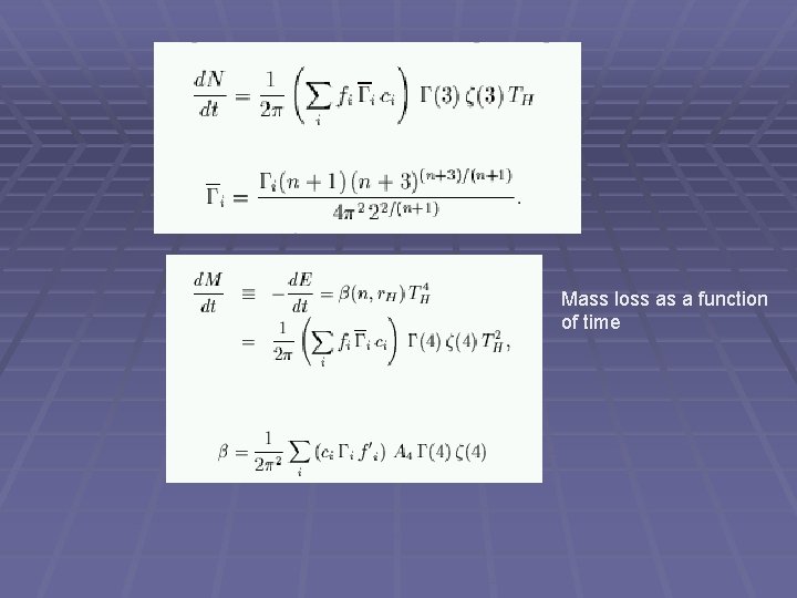 Mass loss as a function of time 