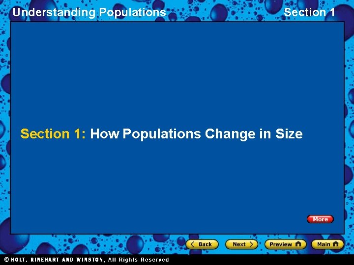 Understanding Populations Section 1: How Populations Change in Size 