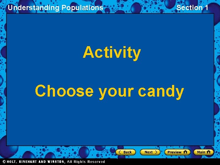 Understanding Populations Section 1 Activity Choose your candy 