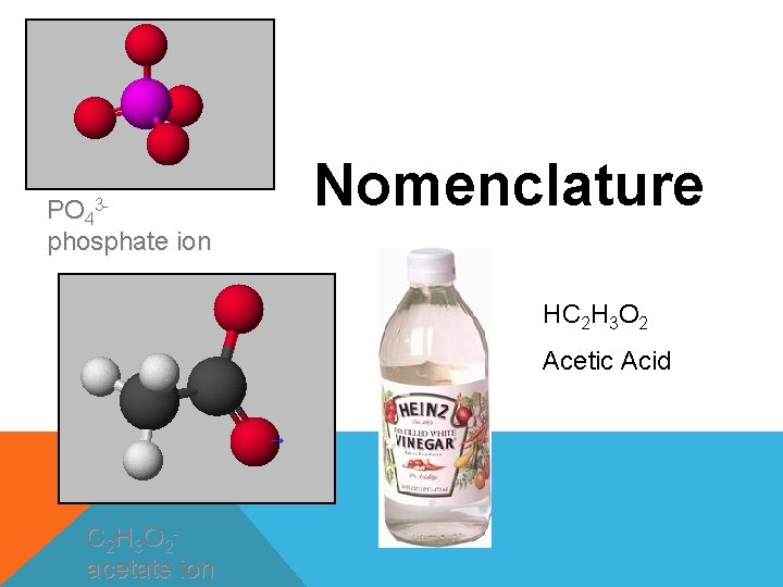 PO 43 phosphate ion Nomenclature HC 2 H 3 O 2 Acetic Acid C PO 43 phosphate ion Nomenclature HC 2 H 3 O 2 Acetic Acid C