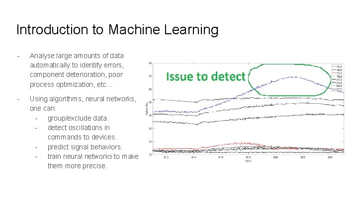 Introduction to Machine Learning - Analyse large amounts of data automatically to identify errors,