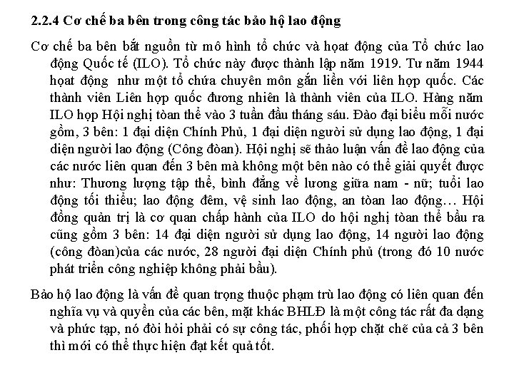 2. 2. 4 Cơ chế ba bên trong công tác bảo hộ lao động