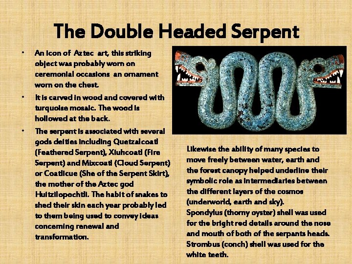 The Double Headed Serpent • • • An icon of Aztec art, this striking