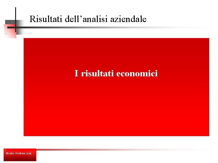 Risultati dell’analisi aziendale I risultati economici Studio Andrea Lodi 