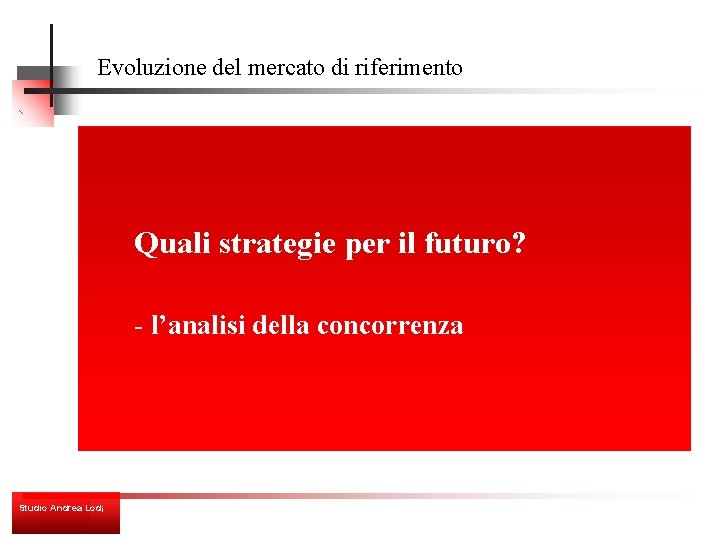 Evoluzione del mercato di riferimento Quali strategie per il futuro? - l’analisi della concorrenza