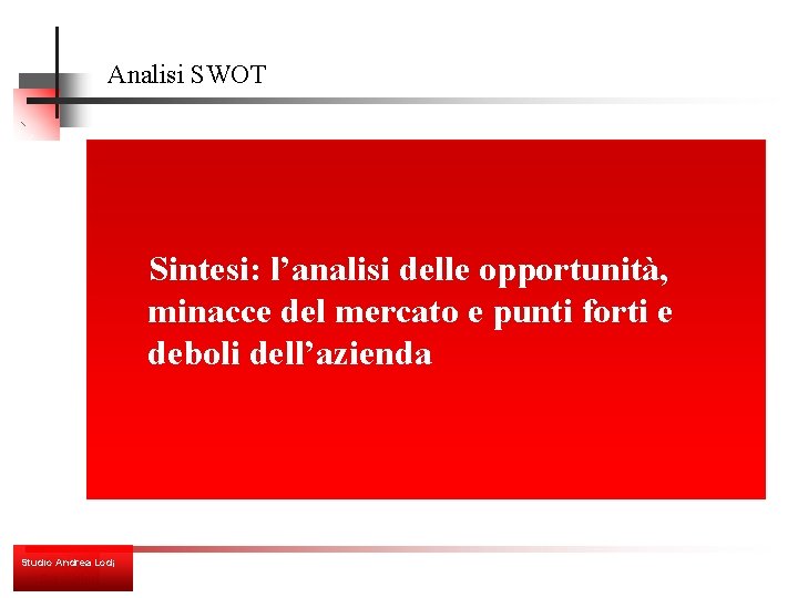 Analisi SWOT Sintesi: l’analisi delle opportunità, minacce del mercato e punti forti e deboli